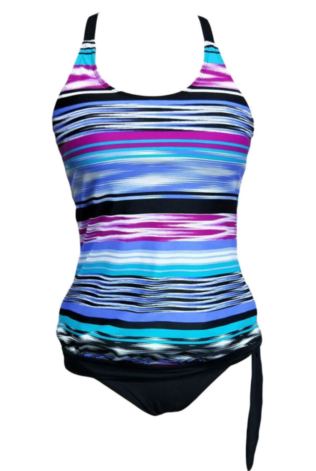 Striped Tie Dye Print Two Piece Bathing Suit