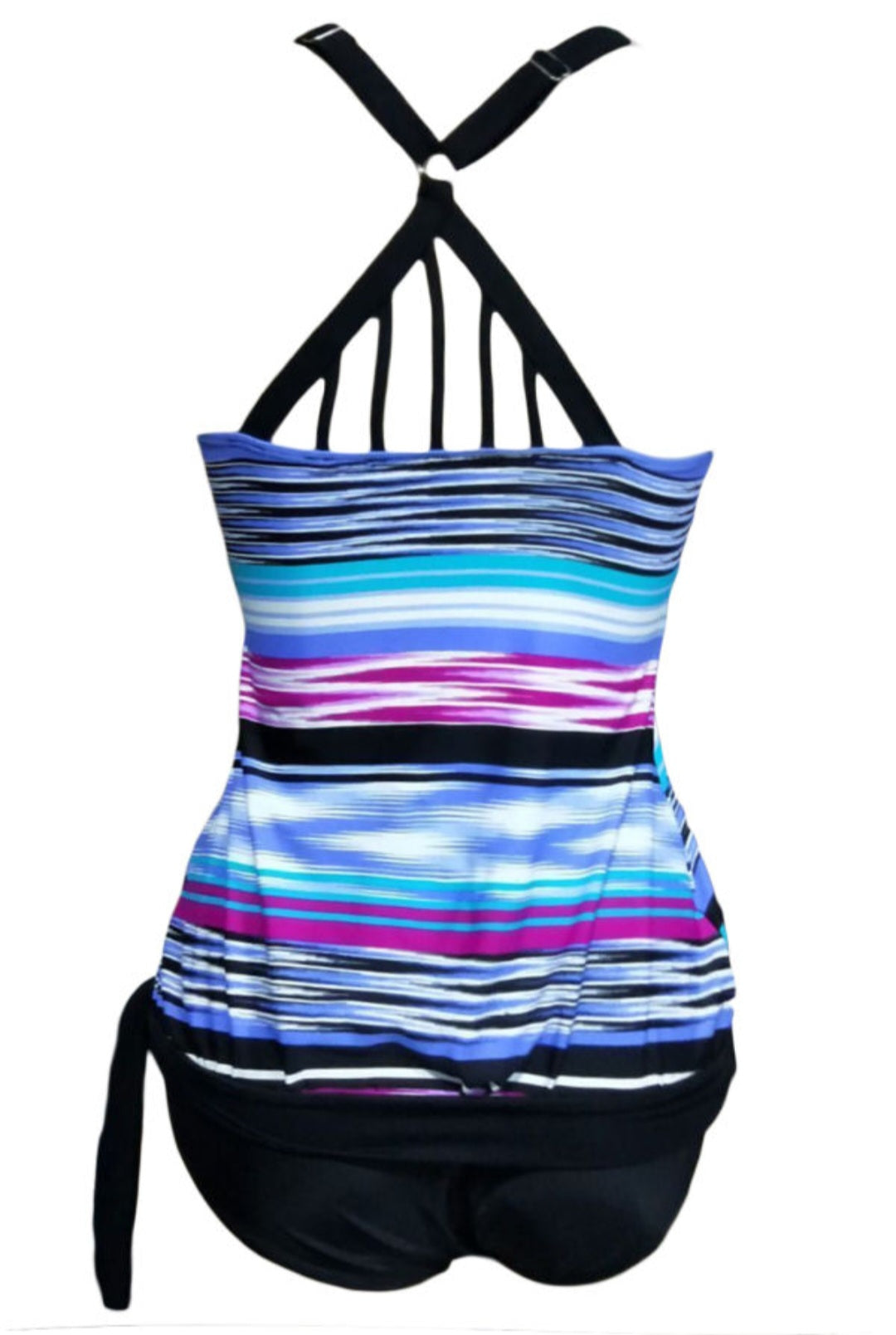 Striped Tie Dye Print Two Piece Bathing Suit