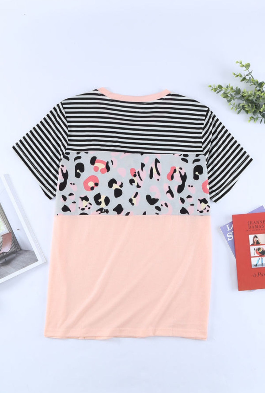 Pink Stripes Leopard Top Plus Size